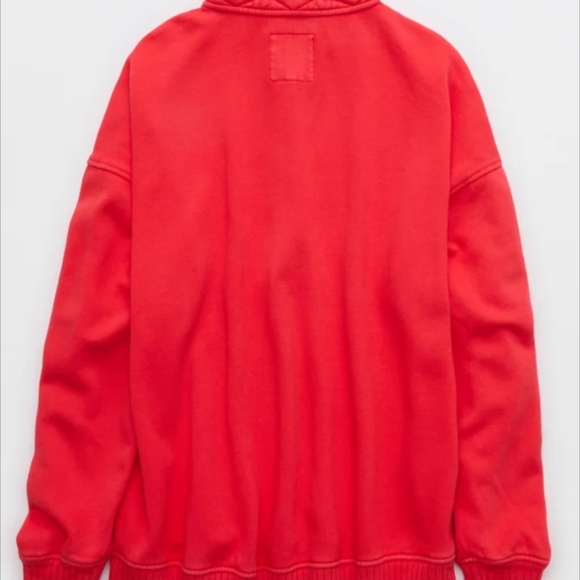 aerie Coral Snap-Front Crewneck Pullover - Picture 3 of 6